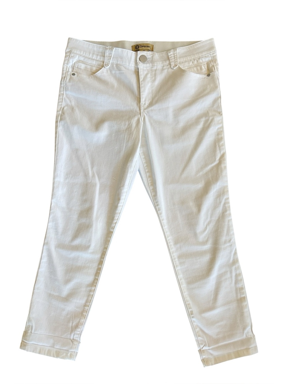 Democracy Ab Solution Cropped Ankle White Jeans Size 12